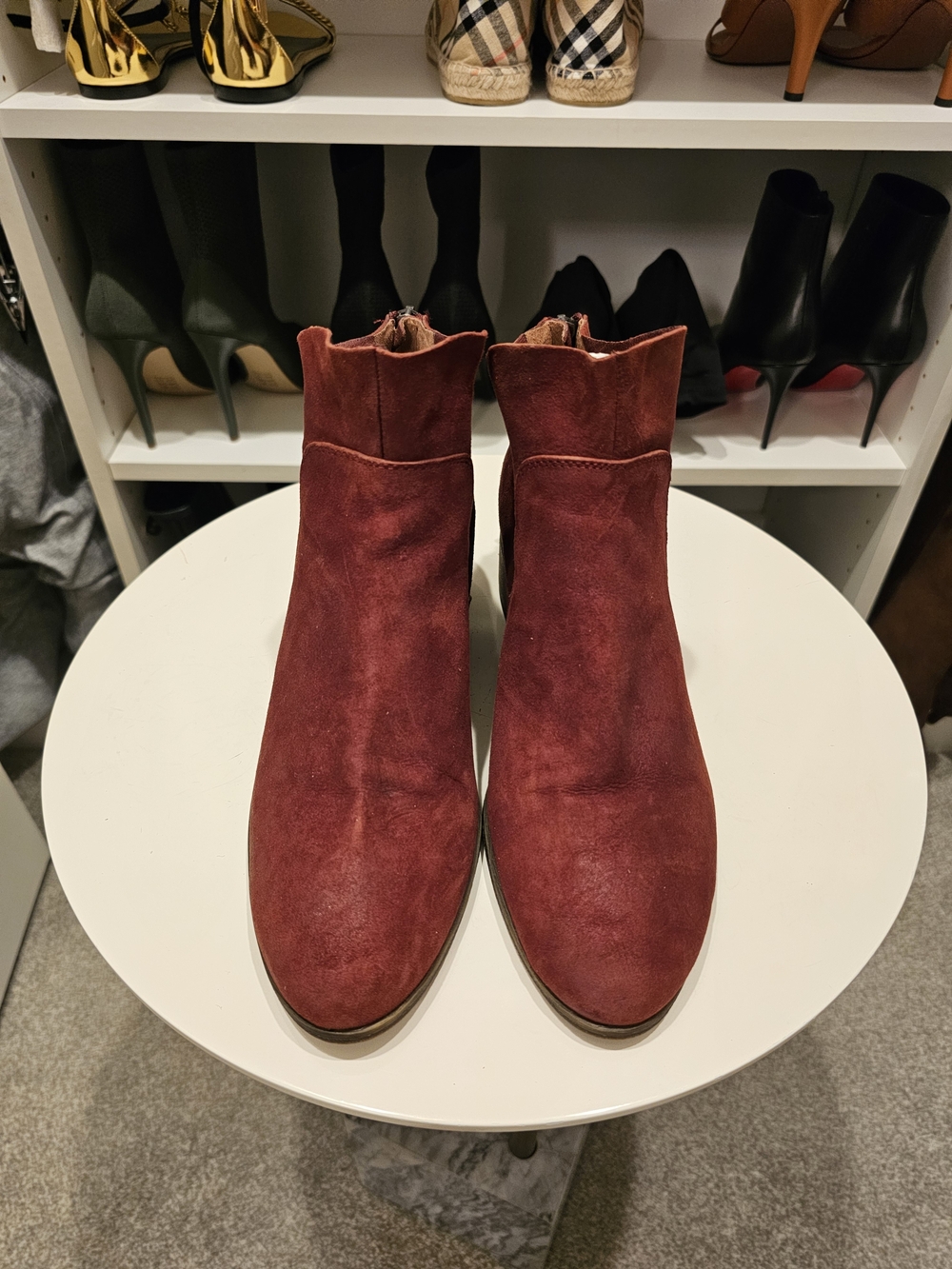 Lucky Brand Red-Burgundy Suede Ankle Booties